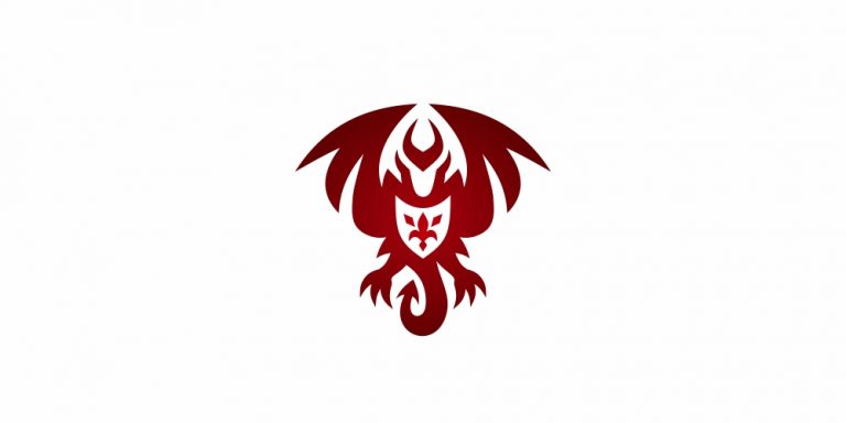 Modern Red Dragon With Shield On The Chest Logo logo by Fatkhan.Amira.Imtihan